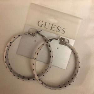 White polka dot hoop earrings